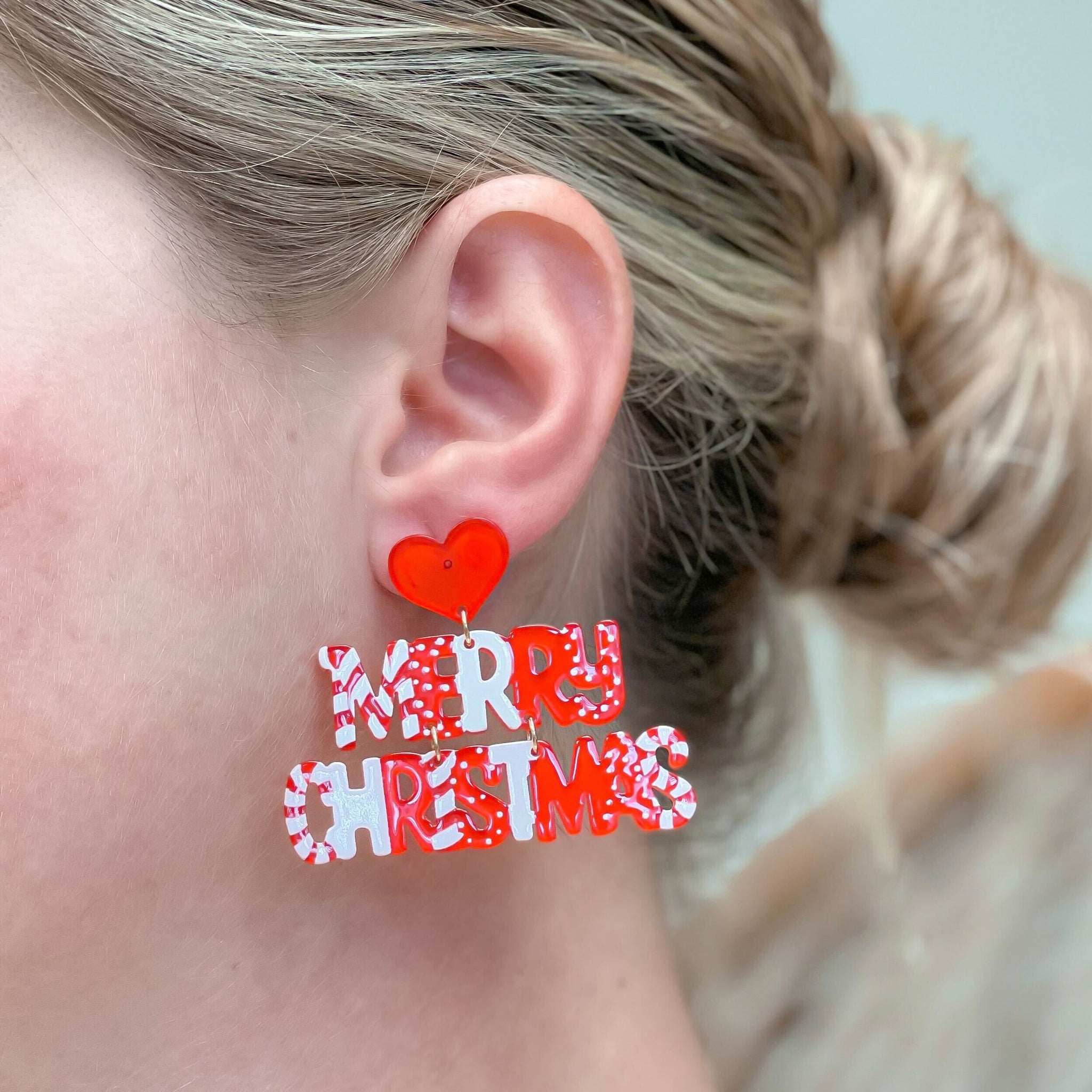 'Merry Christmas' Acrylic Dangle Earrings