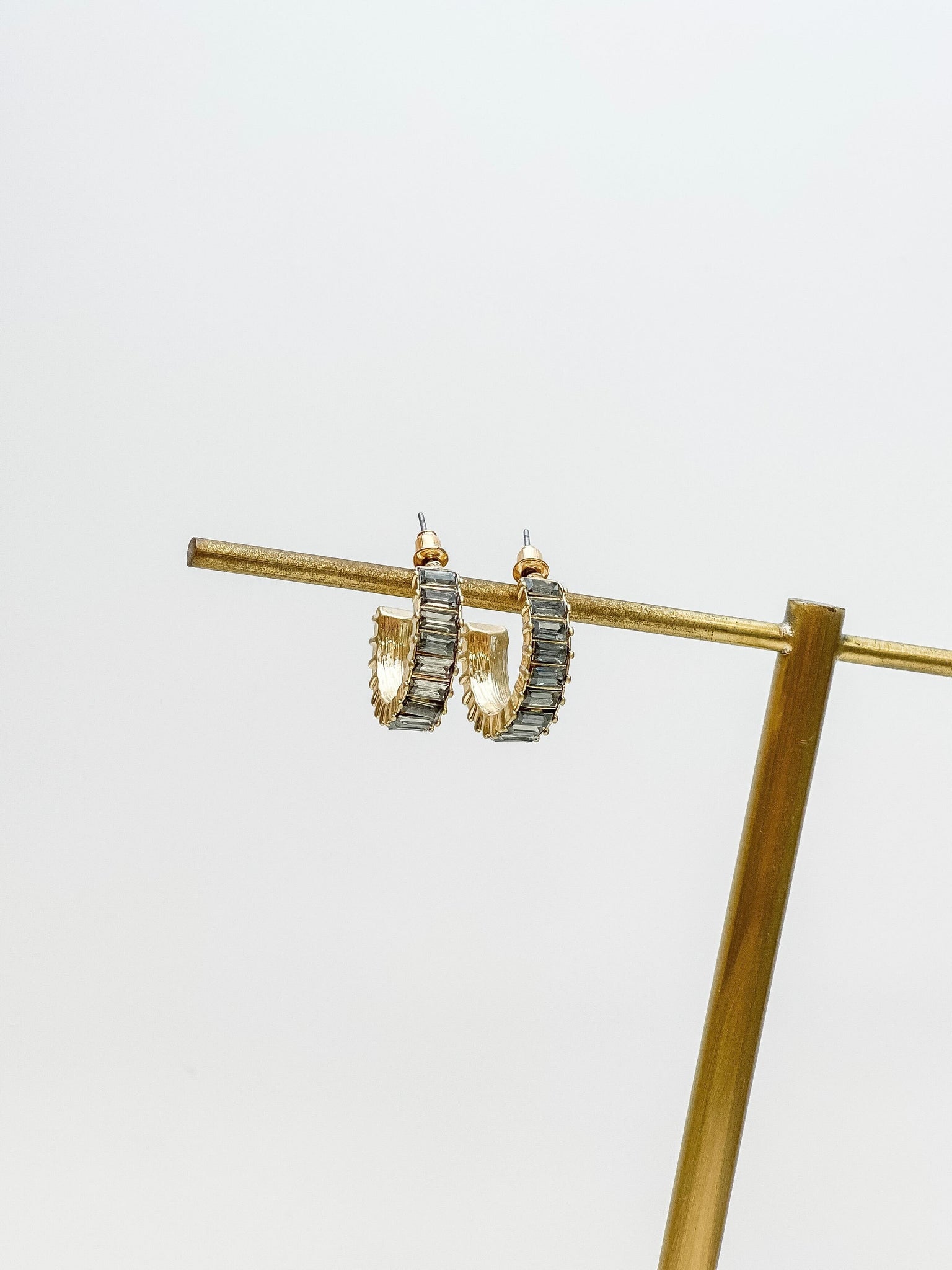 Petite Baguette Hoop Earrings