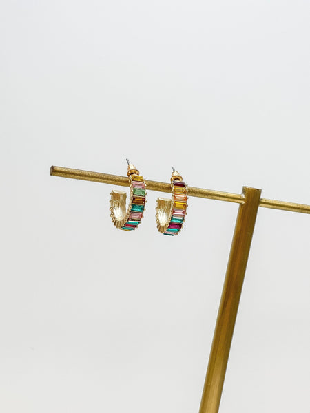 Petite Baguette Hoop Earrings