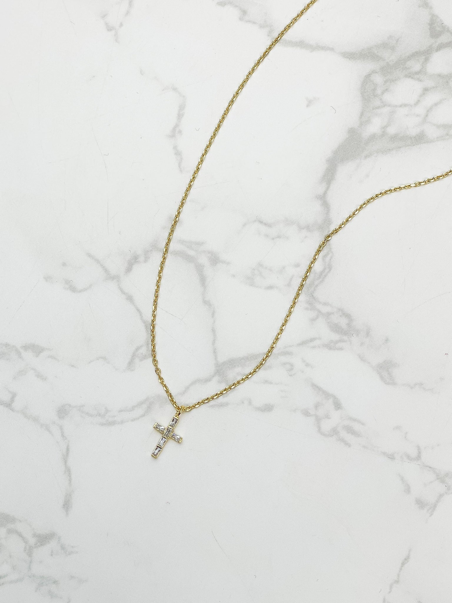 Gold Dipped Mini Cross Pendant Necklace