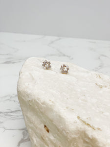 Cubic Zirconia Heart Cluster Stud Earrings