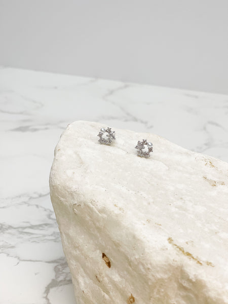 Cubic Zirconia Heart Cluster Stud Earrings