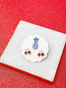 Glitter Enamel Star Cluster Stud Earrings