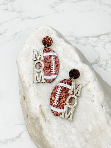 Sports Mom Glitter Dangle Earrings