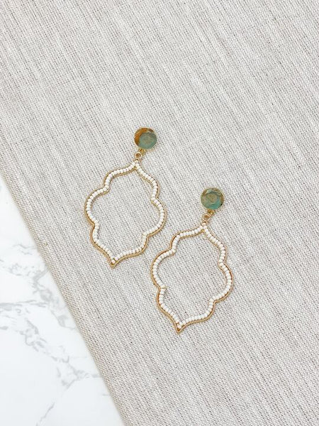 Moroccan Quatrefoil Beaded Dangle Earrings