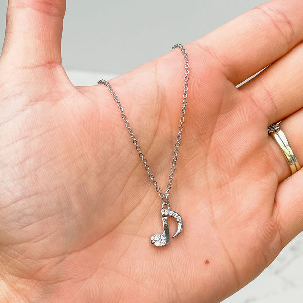 Cubic Zirconia Music Note Pendant Necklaces
