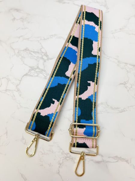 Navy Blue & Camouflage Crossbody Strap