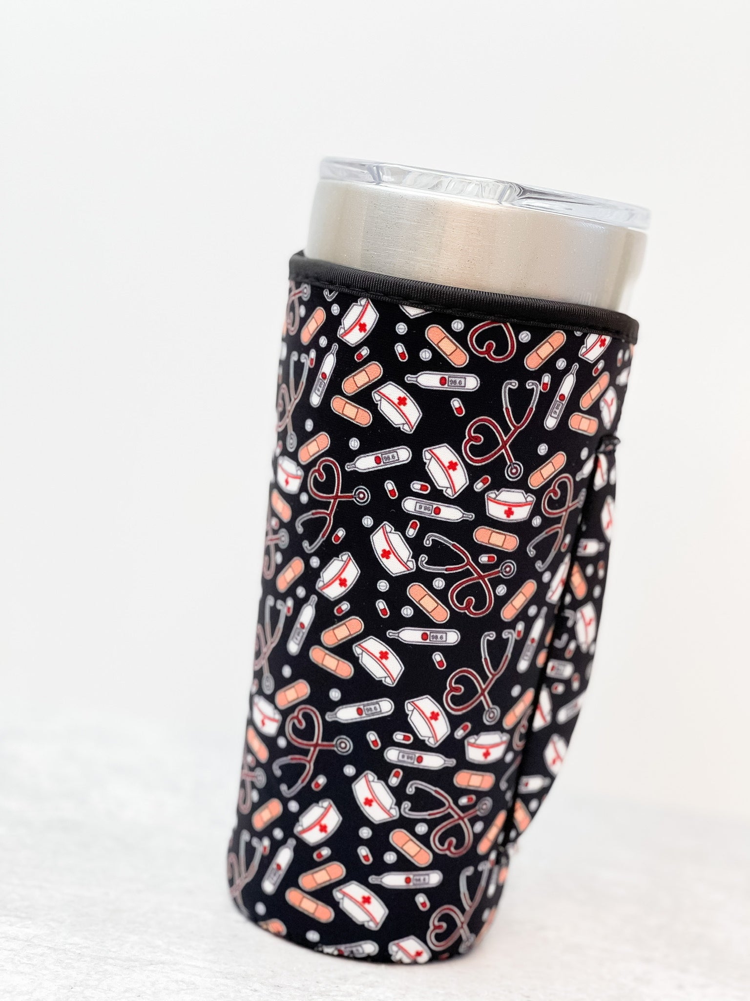Insulated Cold Cup Sleeve with Handle - Healthcare Worker