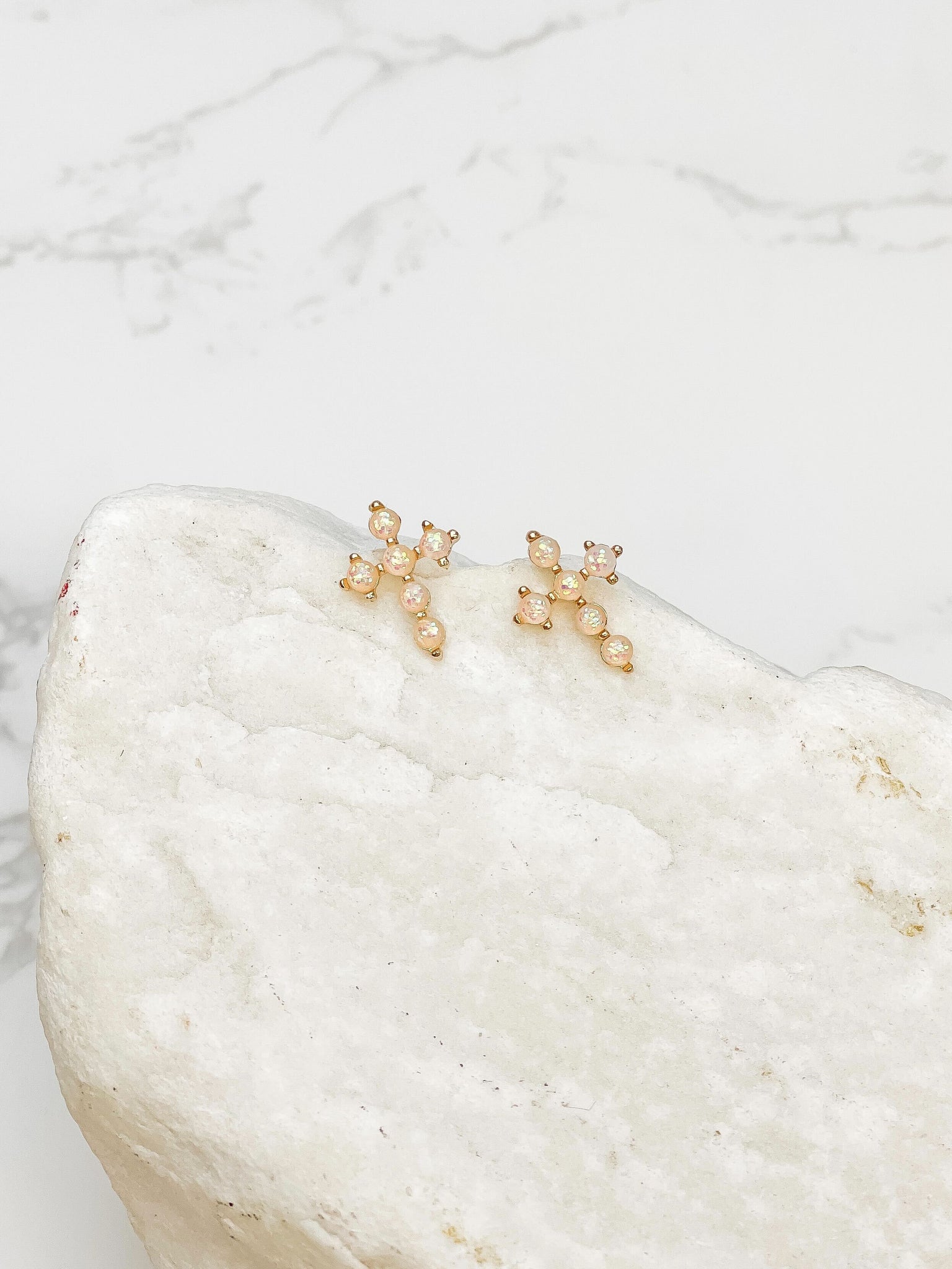 Gold Cross Stud Earrings
