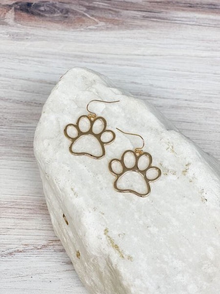 Open Paw Print Dangle Earrings