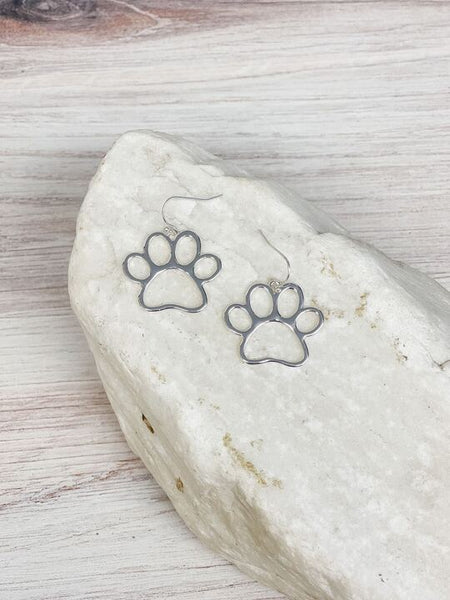 Open Paw Print Dangle Earrings