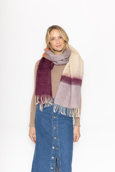 Color Block Cozy Fringe Scarf