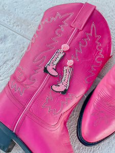 Beaded Rodeo Boot Dangle Earrings - Pink