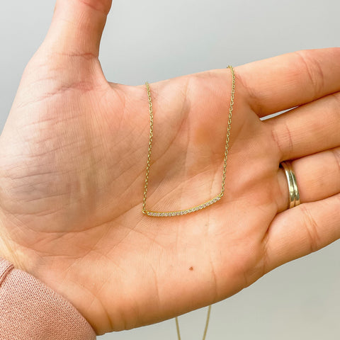Simple Pave Bar Gold-Dipped Necklace