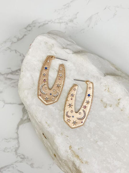 Pave Night Sky Hoop Earrings