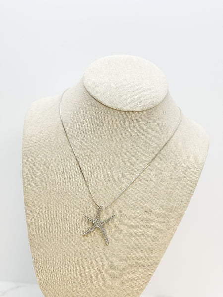 Rhinestone Starfish Pendant Necklaces