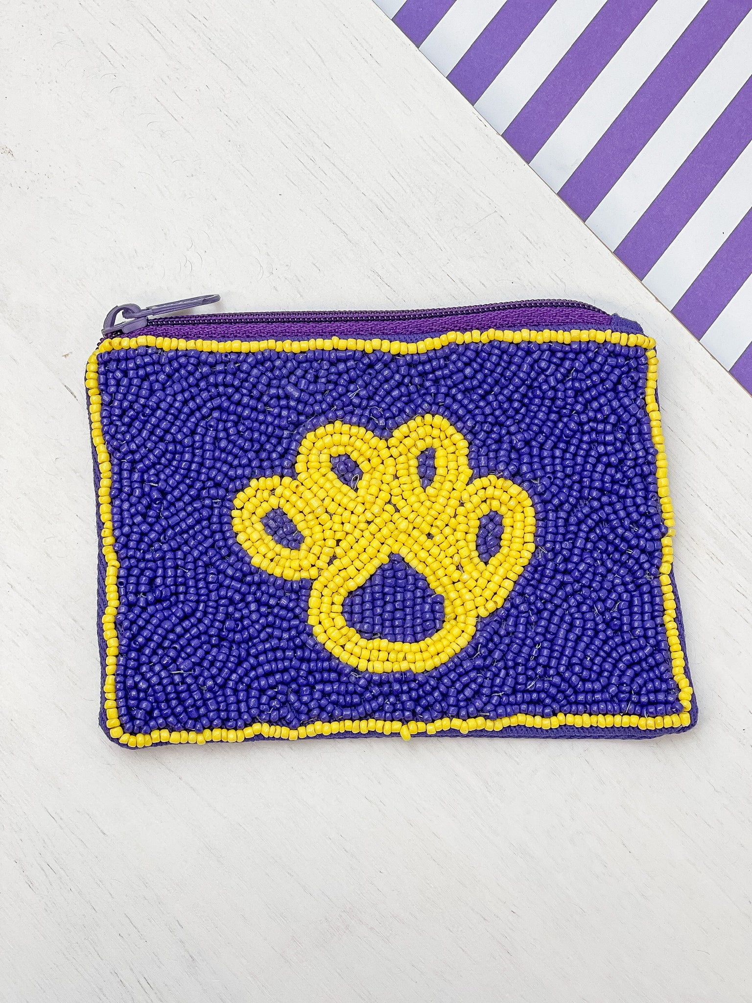 Paw Print Beaded Zip Pouches