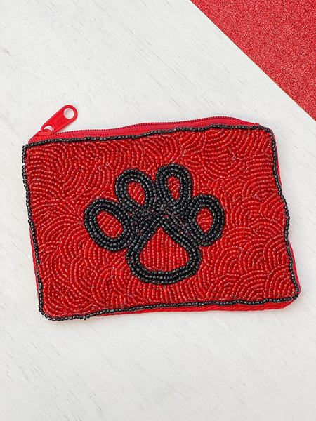 Paw Print Beaded Zip Pouches