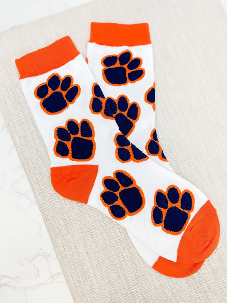 Game Day Paw Print Crew Socks