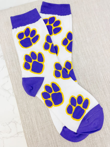 Game Day Paw Print Crew Socks