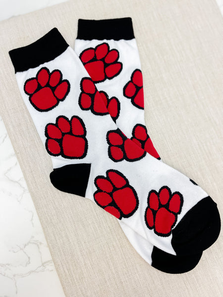 Game Day Paw Print Crew Socks