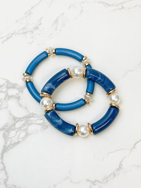 Acrylic Pearl Tube Bracelet Sets