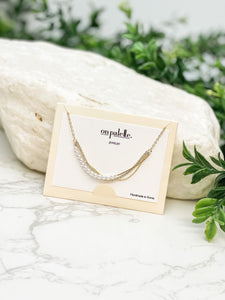 Cubic Zirconia Pearl Chain Necklace