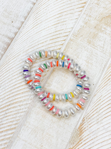 Rainbow Pearl Stretch Bracelet Set