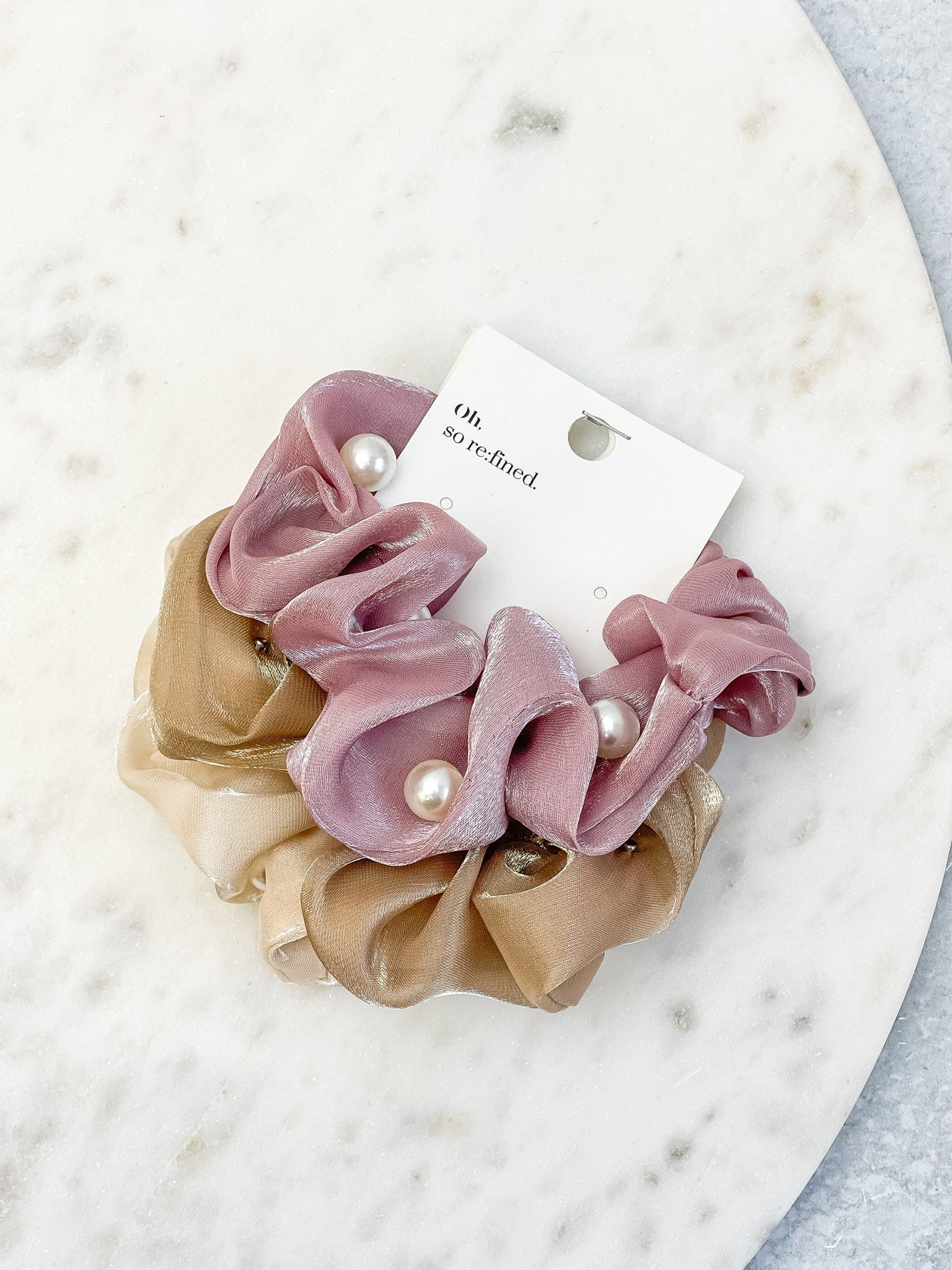 Sheer Pearl Scrunchie Set of 3