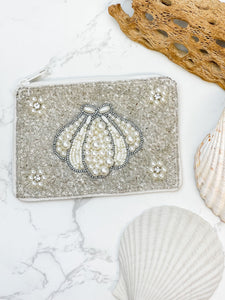 Pearl Shell Beaded Zip Pouches