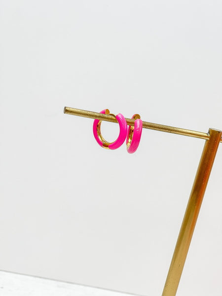 Petite Enamel Hoop Earrings
