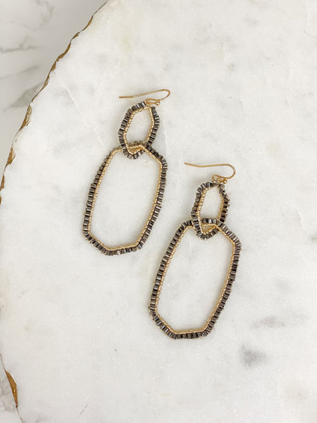 Seed Bead Link Dangle Earrings