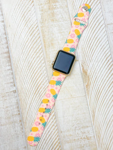 Preppy Pineapple Printed Silicone Smart Watch Band - 42mm/44mm