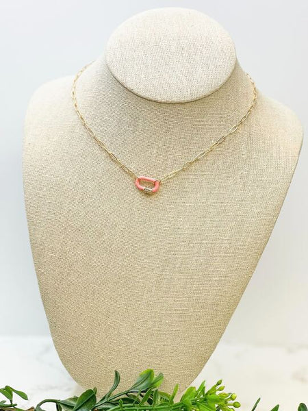 Glitzy Locked Link Pendant Necklaces