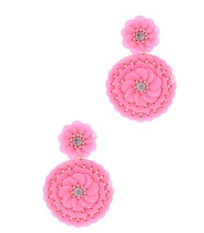 Pink Sequin Flower Drop Earrings