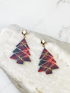 Printed Tree Dangle Earrings