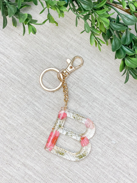Pressed Flower Initial Key Chains