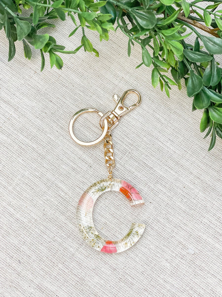 Pressed Flower Initial Key Chains