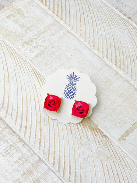 Rose Printed Stud Earrings