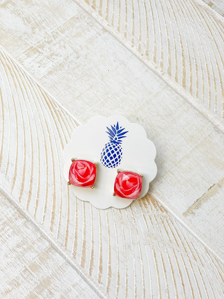 Rose Printed Stud Earrings