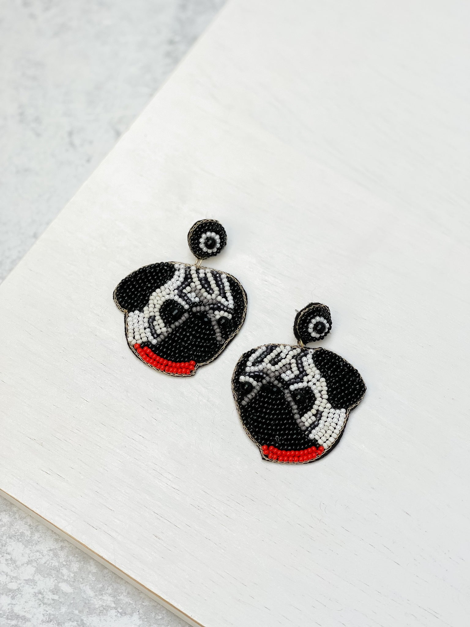 Pug Beaded Dangle Earrings