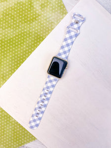 Purple Gingham Printed Silicone Smart Watch Band - One Size