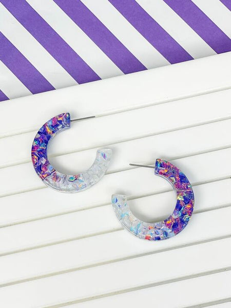 Colorful Clear Resin Hoop Earrings
