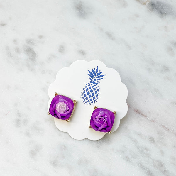 Rose Printed Stud Earrings