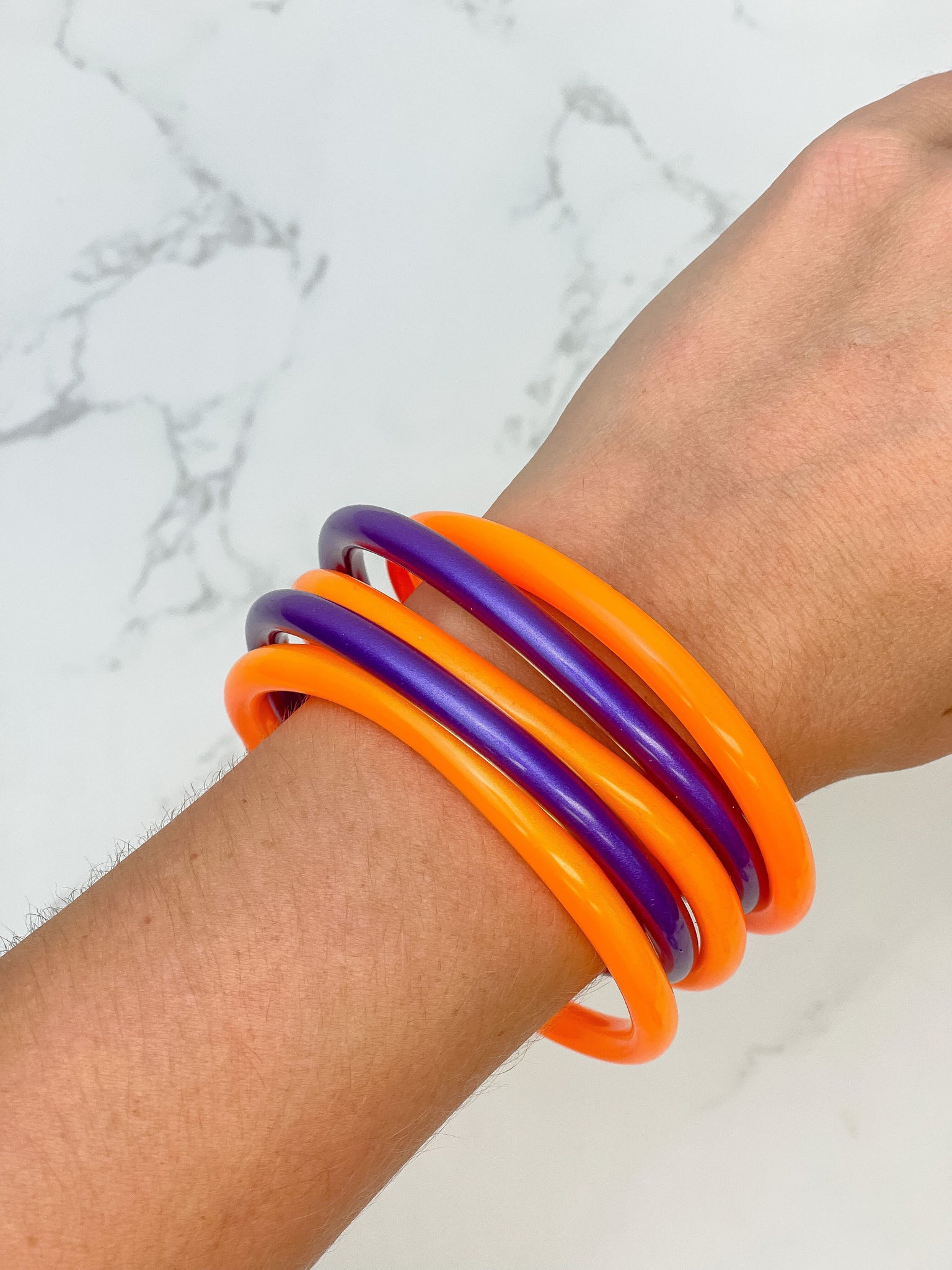 Game Day Jelly Bangle Sets - Purple & Orange