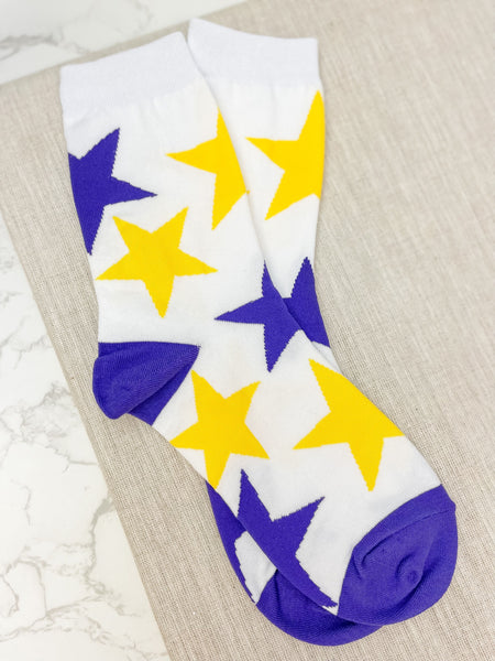 Game Day Star Print Crew Socks