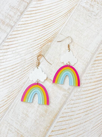 Rainbow & Cloud Glitter Dangle Earrings