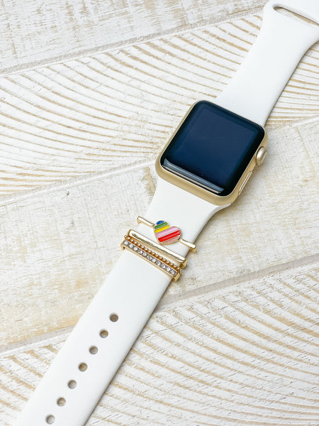 White Silicone Watch Band with Charms