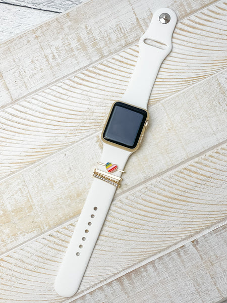 White Silicone Watch Band with Charms