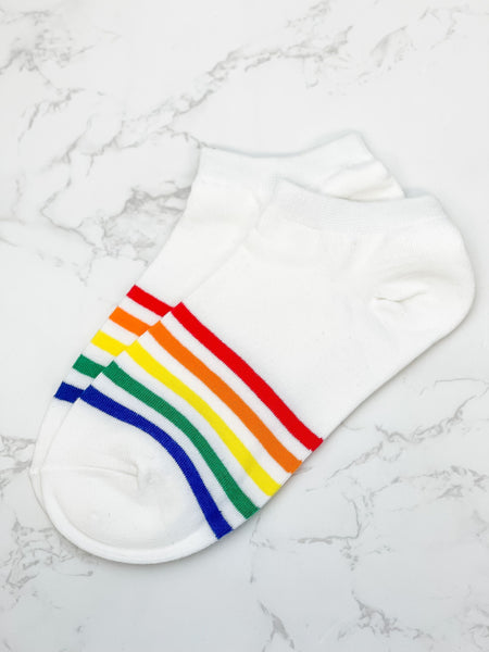 No Show Rainbow Striped Socks